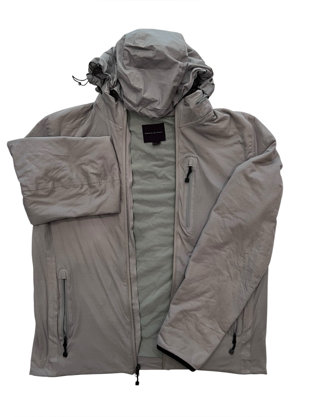 Ministry of Supply Light Gray Hooded Raincoat